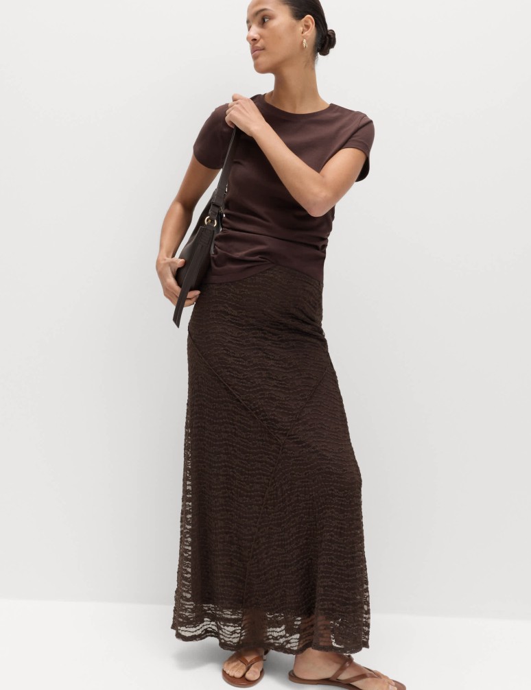 Jersey Textured Midaxi Straight Slip Skirt