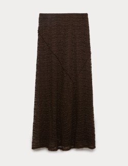 Jersey Textured Midaxi Straight Slip Skirt
