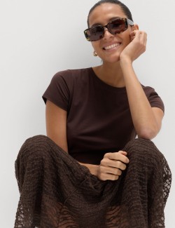 Jersey Textured Midaxi Straight Slip Skirt