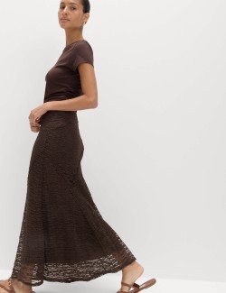 Jersey Textured Midaxi Straight Slip Skirt
