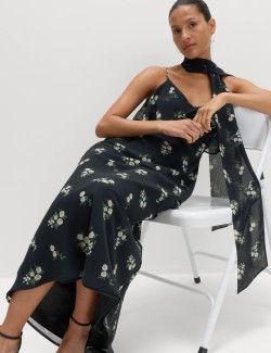 Floral Scarf Detail Midaxi Cami Dress
