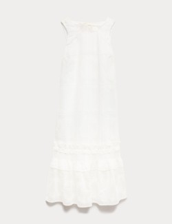 Lyocell Rich Broderie Midi Tiered Dress