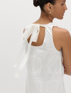 Lyocell Rich Broderie Midi Tiered Dress
