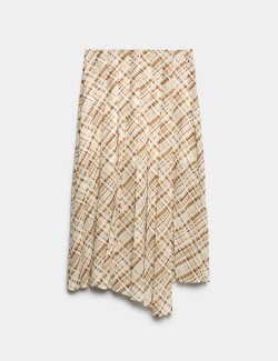 Chiffon Checked Midi A-Line Skirt