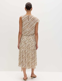 Chiffon Checked Midi A-Line Skirt