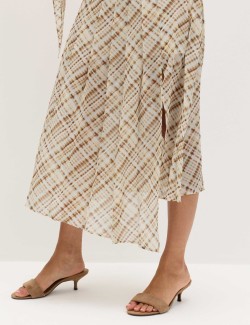 Chiffon Checked Midi A-Line Skirt