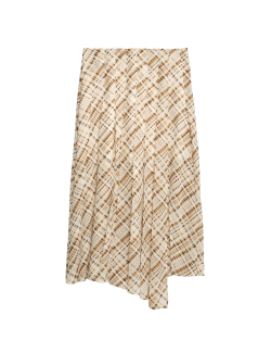 Chiffon Checked Midi A-Line Skirt