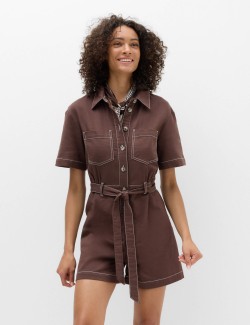 Pure Cotton Button Front Playsuit