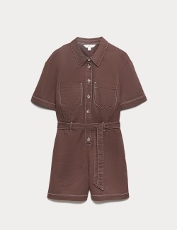 Pure Cotton Button Front Playsuit