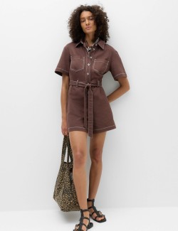 Pure Cotton Button Front Playsuit