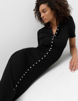 Cotton Rich Ribbed Midi Column Dress