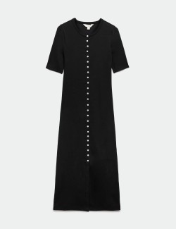 Cotton Rich Ribbed Midi Column Dress