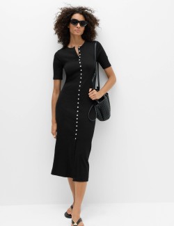 Cotton Rich Ribbed Midi Column Dress