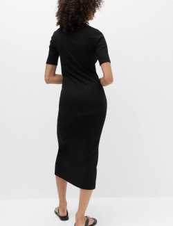 Cotton Rich Ribbed Midi Column Dress