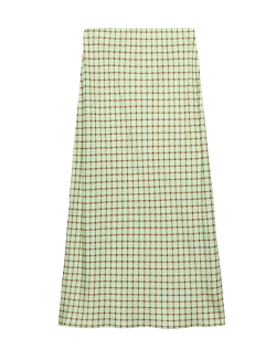 Kostkovaná rovná midi sukně
