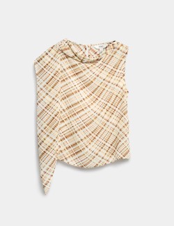 Checked Drape Detail Top