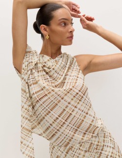 Checked Drape Detail Top