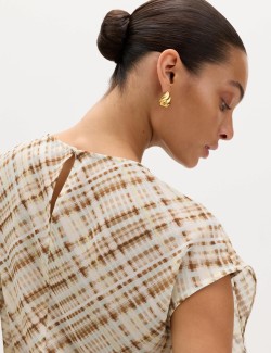 Checked Drape Detail Top