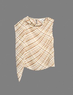 Checked Drape Detail Top