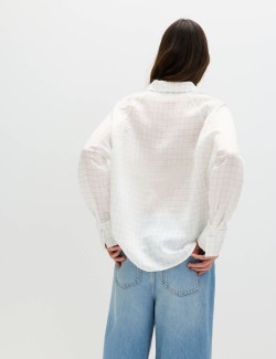 Kostkovaná košile střihu oversized s límečkem s vysokým obsahem lyocellu