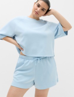 Modal Blend Sand Wash Oversized Crop Sweatshirt