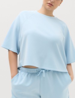 Modal Blend Sand Wash Oversized Crop Sweatshirt