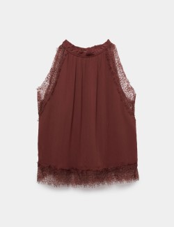 Lace Trim Halter Neck Top