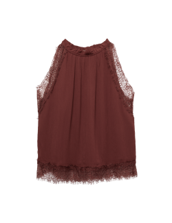 Lace Trim Halter Neck Top
