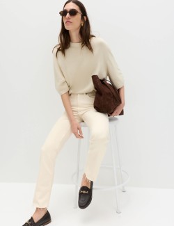 High Waisted Frayed Kickflare Jeans