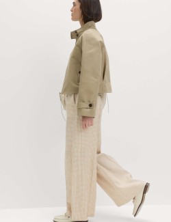 Pure Linen Gingham Wide Leg Trousers