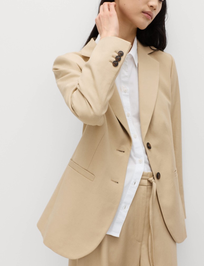 Lyocell Rich Single Breasted Blazer with Linen