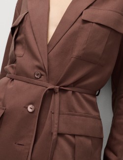 Belted Utility Longline Blazer with Linen