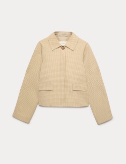 Krátká bunda z materiálu Gingham na knoflíky