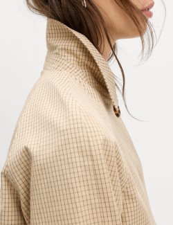 Krátká bunda z materiálu Gingham na knoflíky
