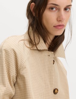 Krátká bunda z materiálu Gingham na knoflíky