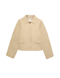 Krátká bunda z materiálu Gingham na knoflíky