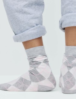 2 Pack Argyle Crew Socks