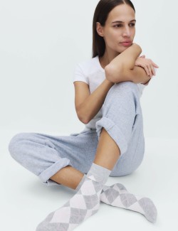 2 Pack Argyle Crew Socks