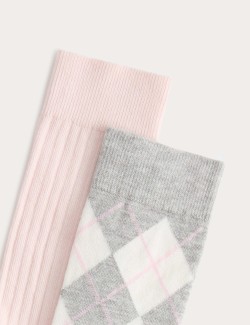 2 Pack Argyle Crew Socks