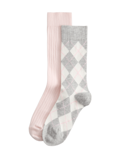2 Pack Argyle Crew Socks
