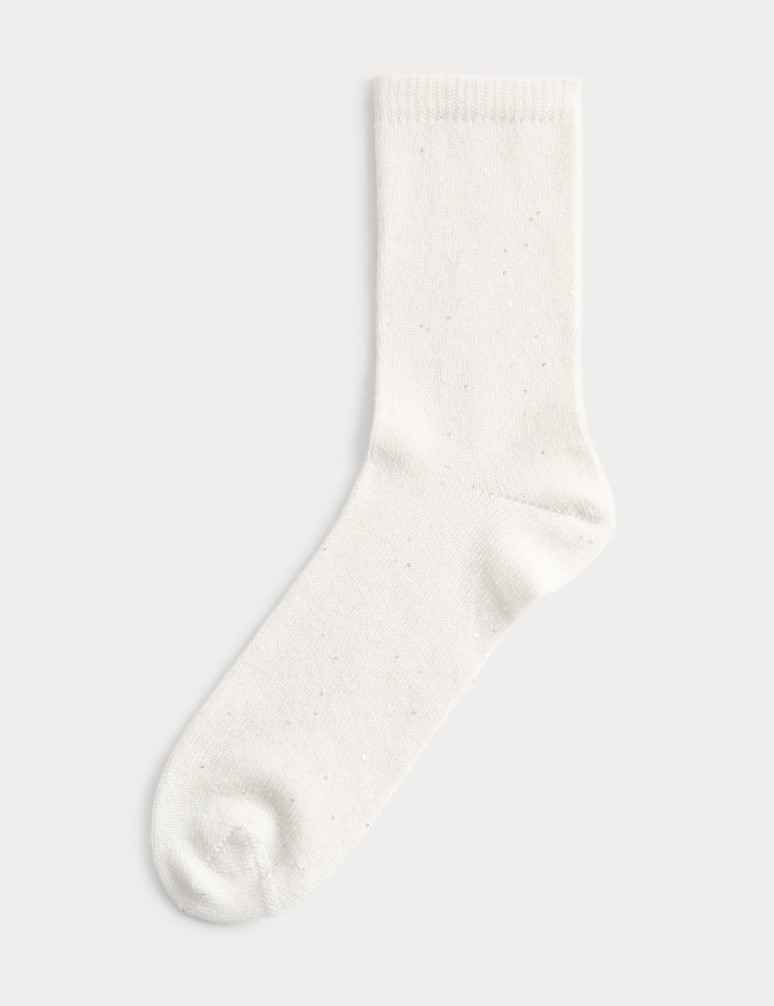 Sequin Ankle High Socks with Cashmere