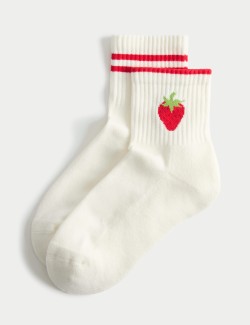 2 Pack Cotton Rich Fruit Quarter Socks
