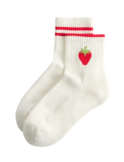 2 Pack Cotton Rich Fruit Quarter Socks