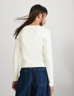 Cotton Rich Lace Trim Top (6-16 Yrs)