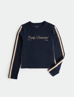 Cotton Rich Easily Distracted Slogan Top (6-16 Yrs)