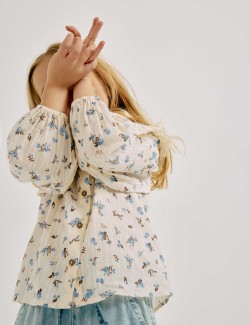 Pure Cotton Ditsy Floral Blouse (2-8 Yrs)