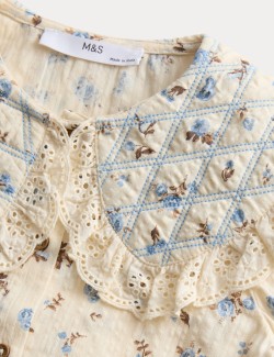 Pure Cotton Ditsy Floral Blouse (2-8 Yrs)