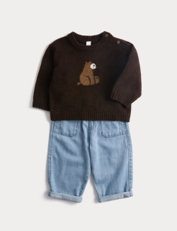 Dvoudílný outfit topu a spodního dílu s motivem medvěda (0–6 let)
