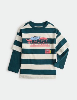 Top s falešnými rukávy s motivem Hot Wheels™ z čisté bavlny (2–8 let)
