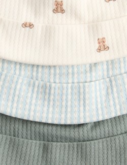 Kids' 3 Pack Pure Cotton Hats with Ears (0-1 Yrs)